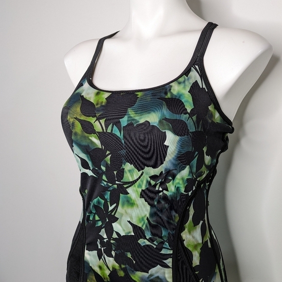 Swimsuits for All Aquabelle black green floral padded one piece swimsuit 10 - Picture 2 of 11